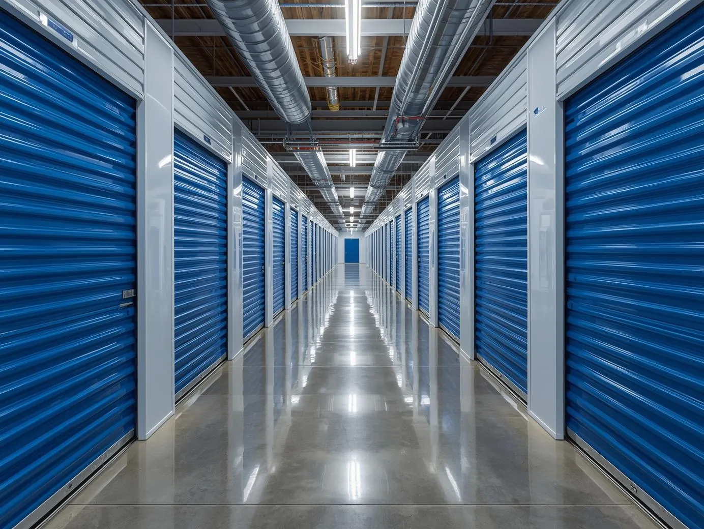 Blue indoor storage facility