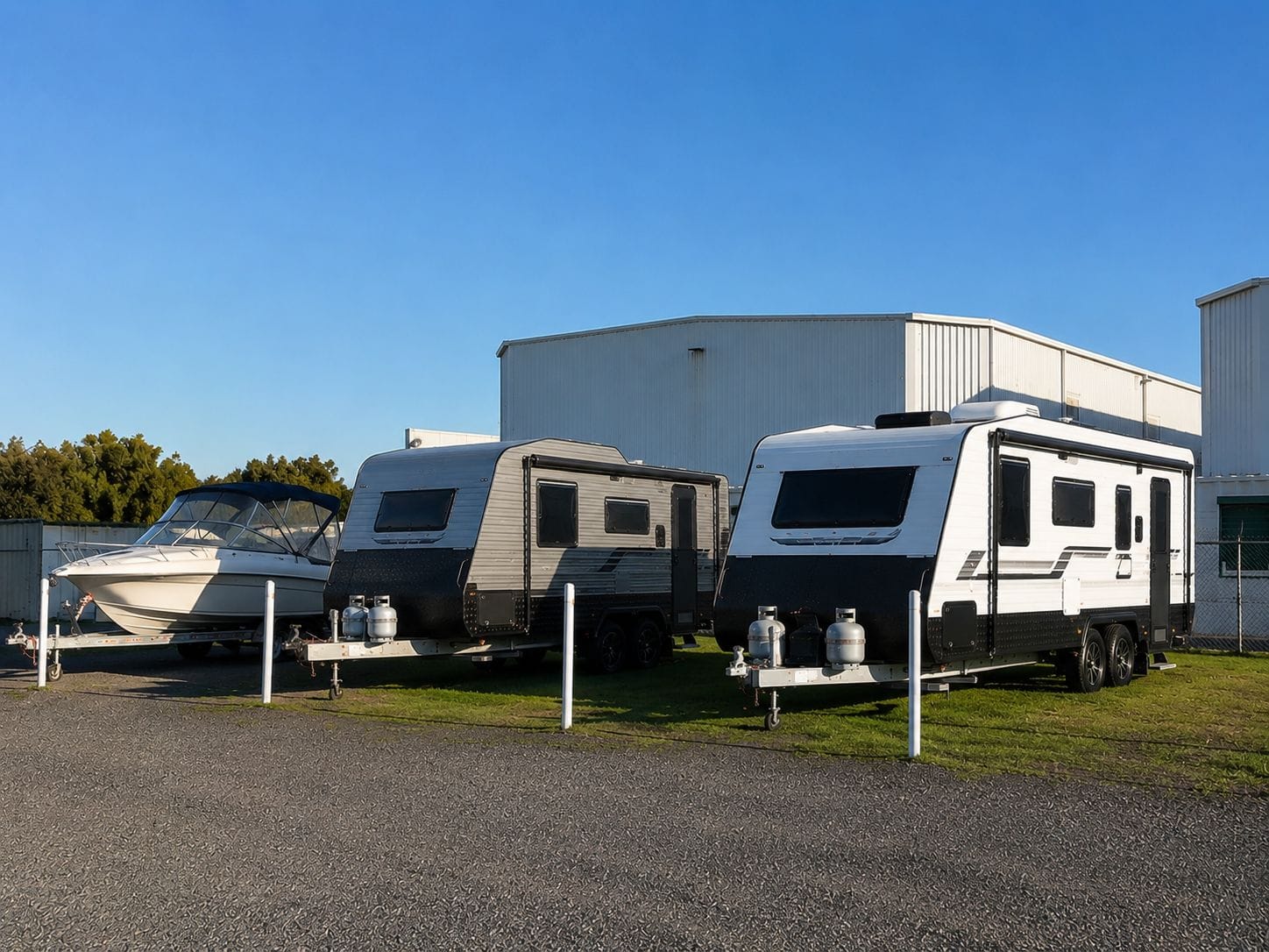 Outdoor storage bays for caravans and boats at Picton
